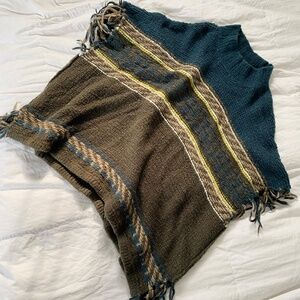 Free People Knit Fringe Poncho/Sweater